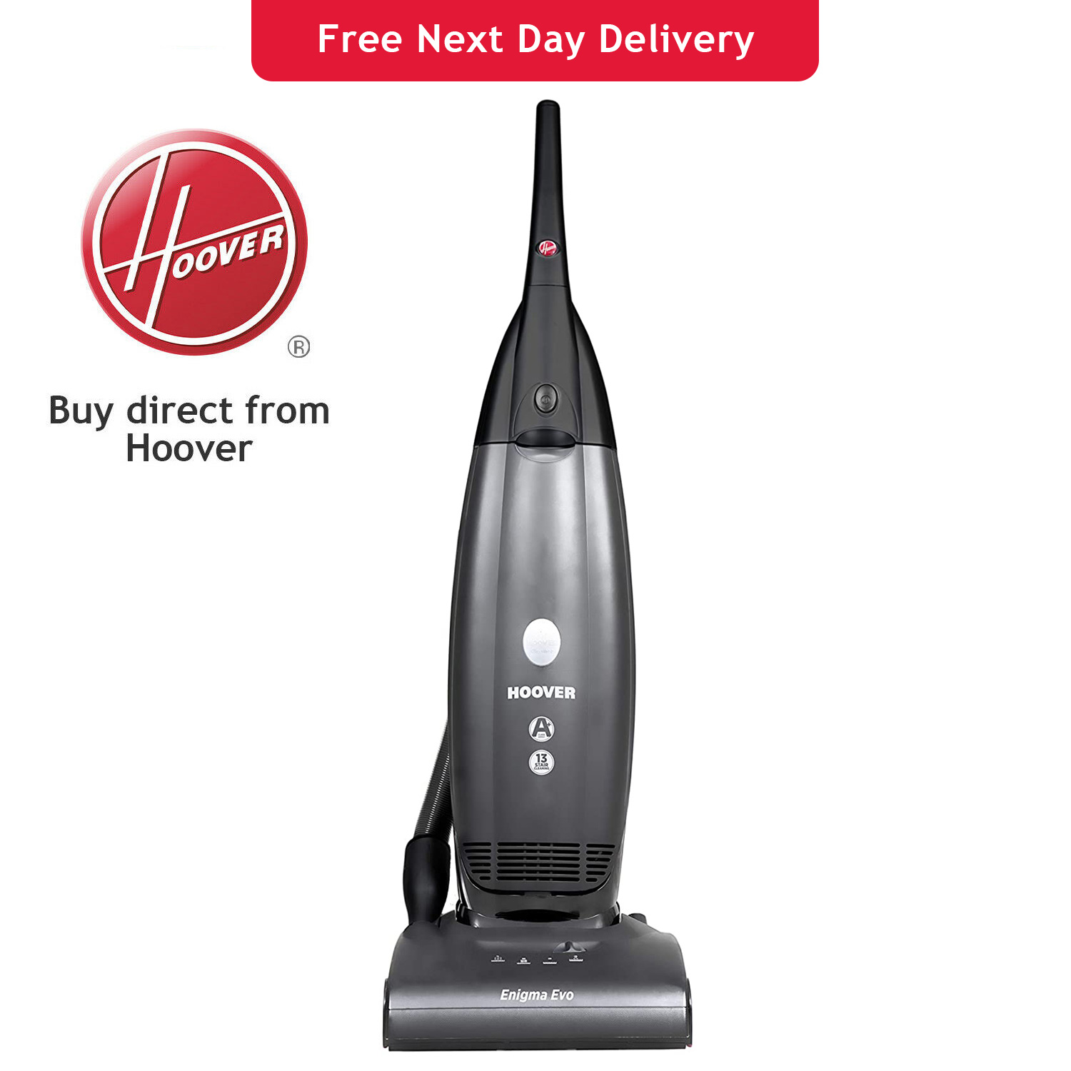 Hoover Enigma Evo Bagged Upright Vacuum Cleaner PU01IC Long Reach Tools